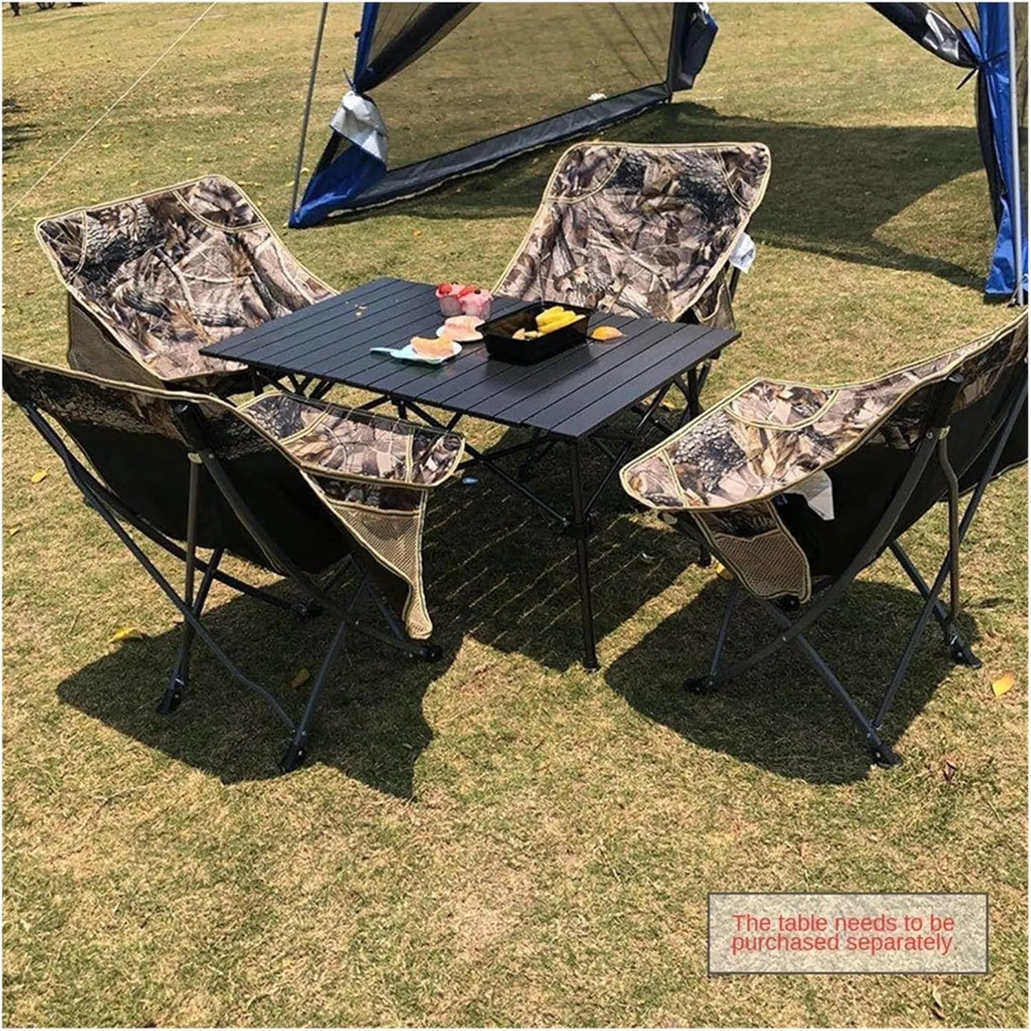 Folding Chair Outdoor Single Casual and Portable Folding Chair Picnic Barbecue Couch Beach Fishing Moon Chair Butterfly Chair, Lake Blue Mesh