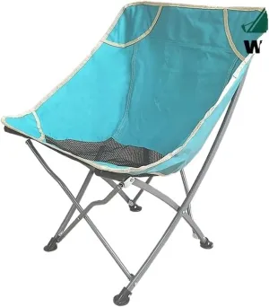 Folding Chair Outdoor Single Casual and Portable Folding Chair Picnic Barbecue Couch Beach Fishing Moon Chair Butterfly Chair, Lake Blue Mesh