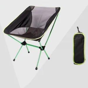 Folding Chairs, Outdoor Waterproof Oxford Cloth Fishing Chair, Canvas Camping Picnic Mesh Lounger Leisure Hiking Balcony Stool Foldable Chair (Color : Green)