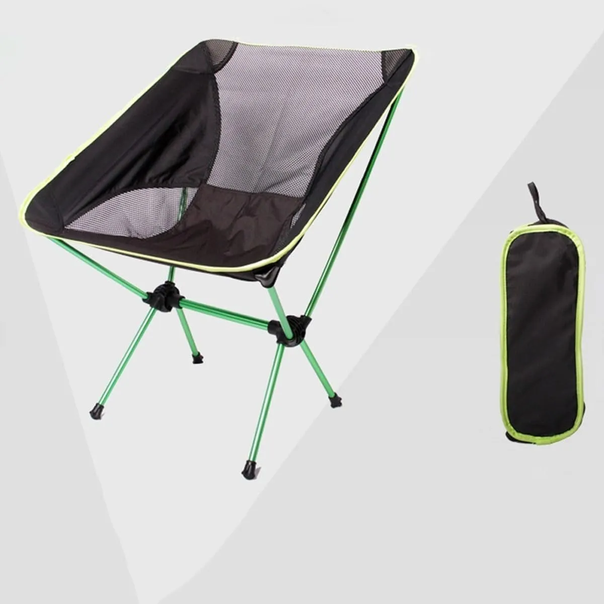 Folding Chairs, Outdoor Waterproof Oxford Cloth Fishing Chair, Canvas Camping Picnic Mesh Lounger Leisure Hiking Balcony Stool Foldable Chair (Color : Green)