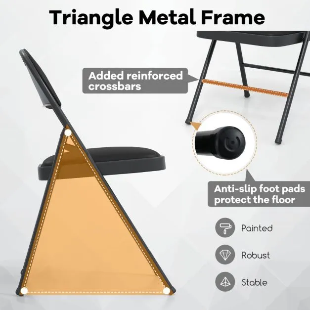 Folding Chairs Padded Party Chairs with Metal Frame