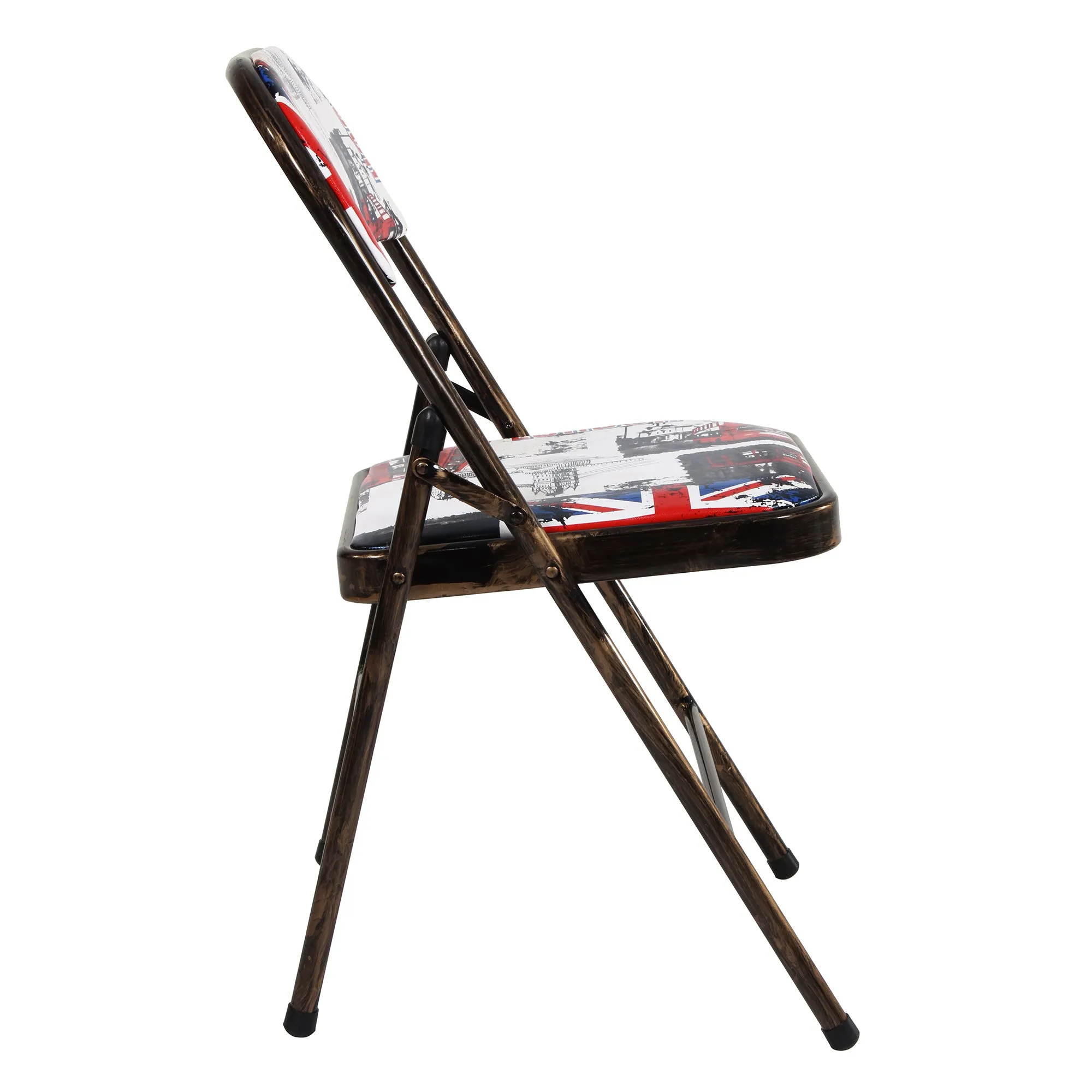 Folding Padded White | Golden Black Metal Chair