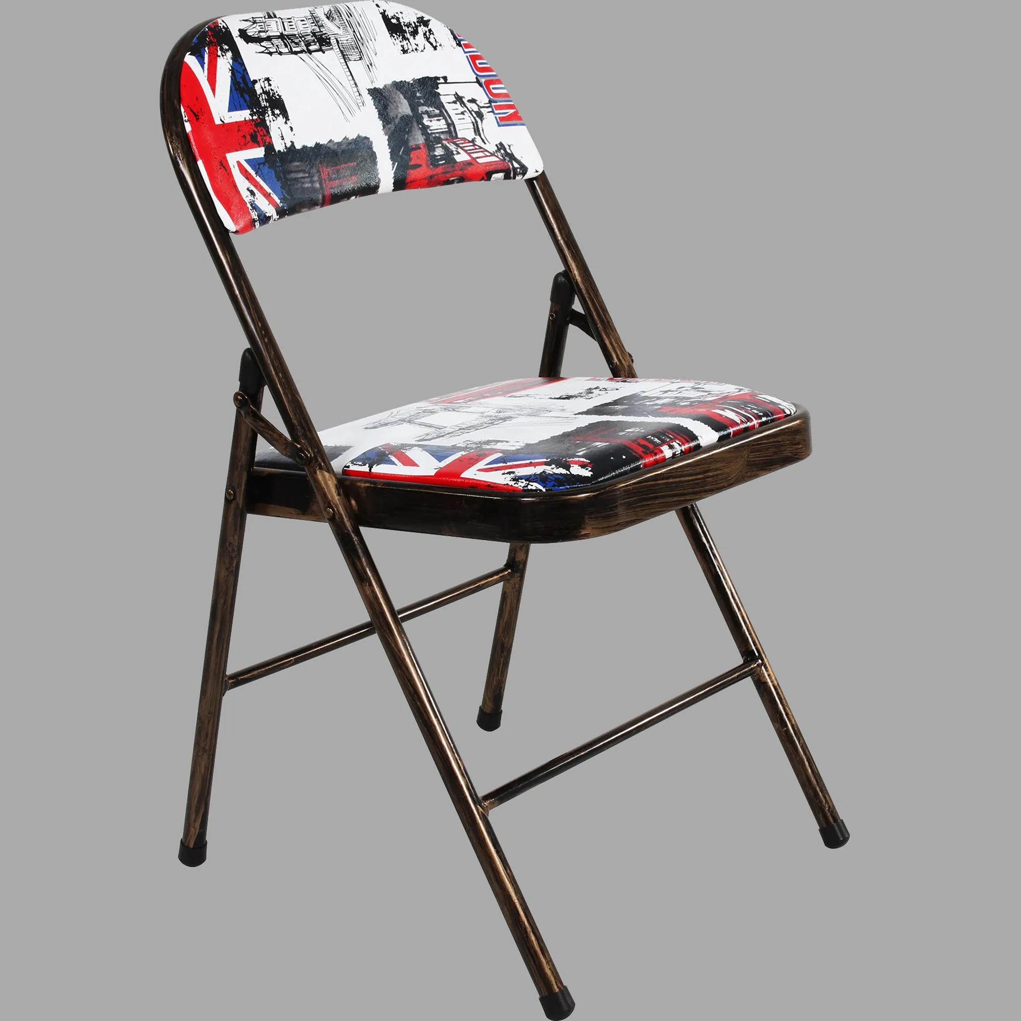 Folding Padded White | Golden Black Metal Chair
