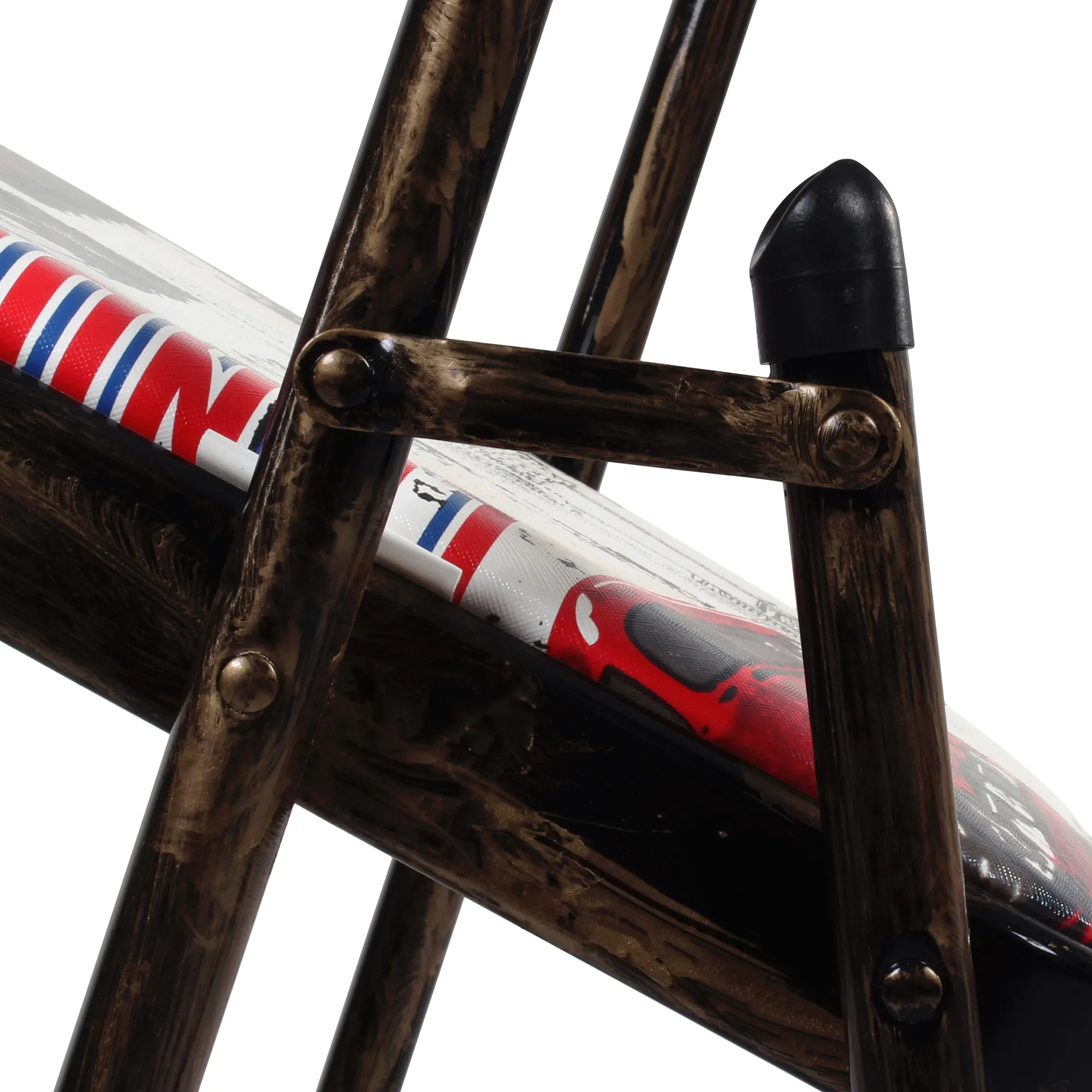 Folding Padded White | Golden Black Metal Chair