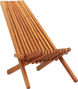 Folding Patio Lounge Chair Solid Acacia Wood Brown Ergonomic Lounge Chair with Low Profile for Indoor Outdoor Use Beach Chair Camping Chair Patio Furniture