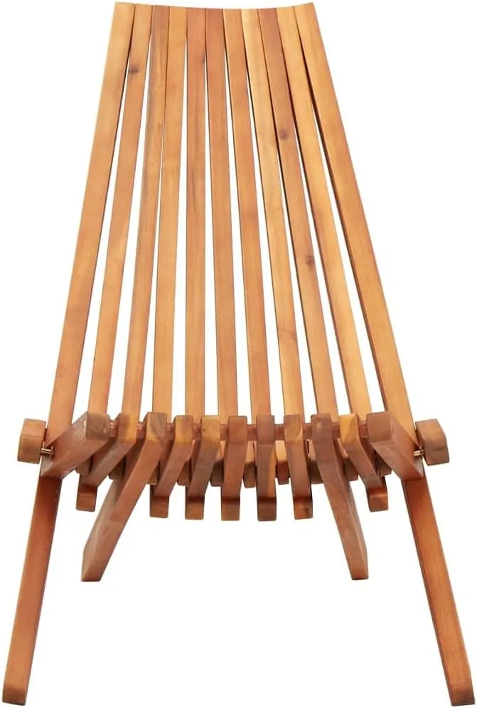 Folding Patio Lounge Chair Solid Acacia Wood Brown Ergonomic Lounge Chair with Low Profile for Indoor Outdoor Use Beach Chair Camping Chair Patio Furniture