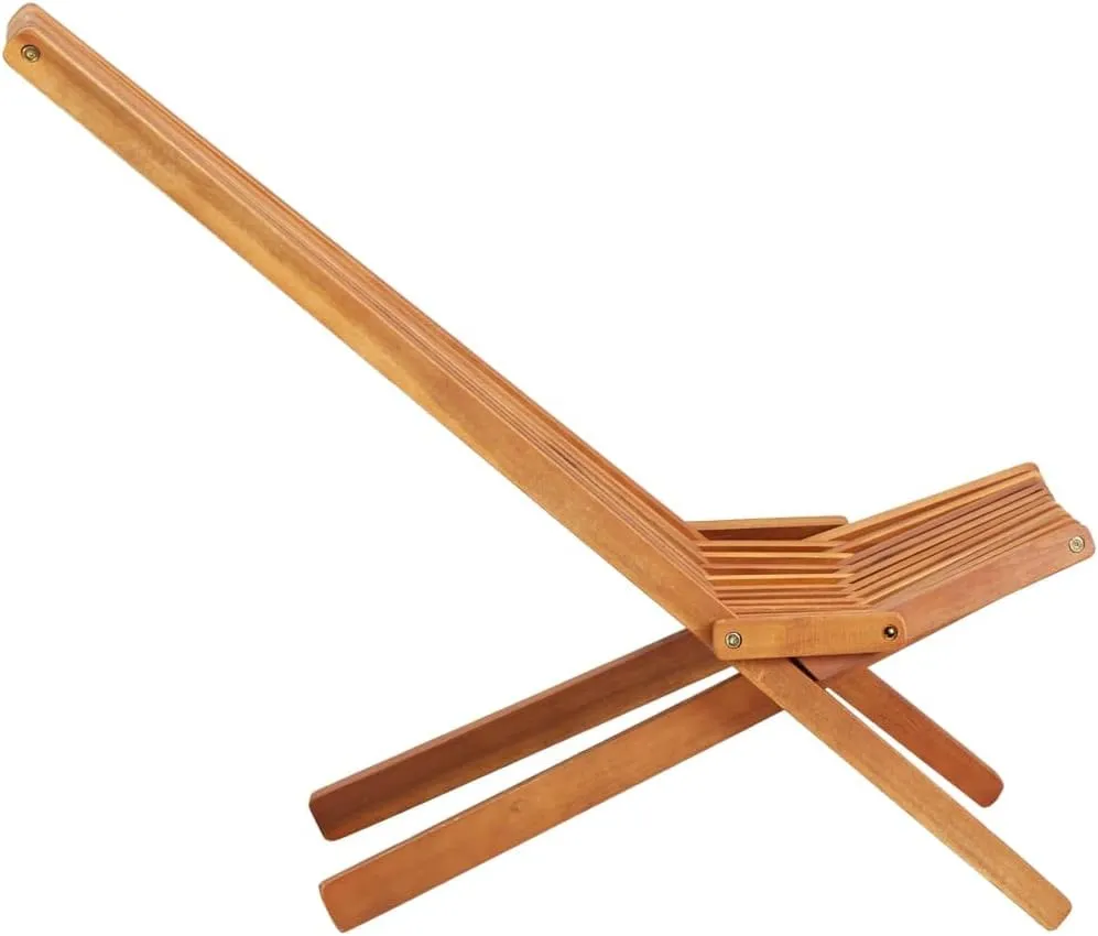Folding Patio Lounge Chair Solid Acacia Wood Brown Ergonomic Lounge Chair with Low Profile for Indoor Outdoor Use Beach Chair Camping Chair Patio Furniture