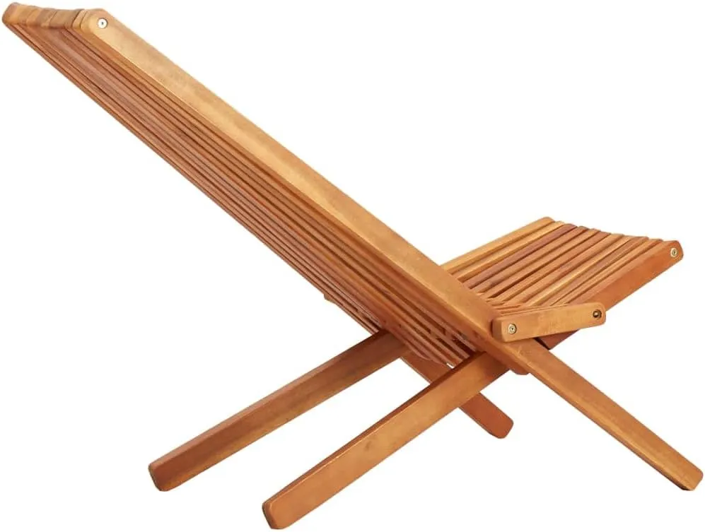 Folding Patio Lounge Chair Solid Acacia Wood Brown Ergonomic Lounge Chair with Low Profile for Indoor Outdoor Use Beach Chair Camping Chair Patio Furniture