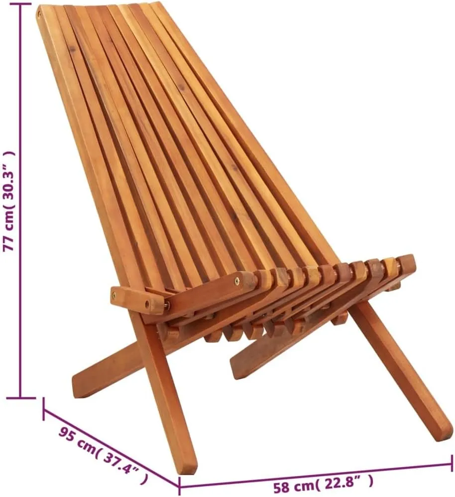Folding Patio Lounge Chair Solid Acacia Wood Brown Ergonomic Lounge Chair with Low Profile for Indoor Outdoor Use Beach Chair Camping Chair Patio Furniture