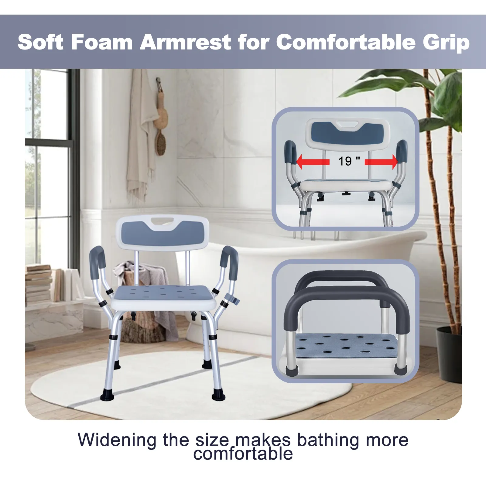 Folding Shower Chair (Backrest and Padded Armrests included)
