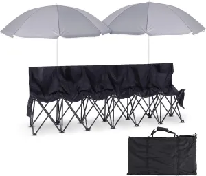 Folding Soccer Bench Chair Portable Team Sports Sideline Team Bench Seat with Umbrella for Football Camp Travel Events Outdoor Seating with Storage Bag