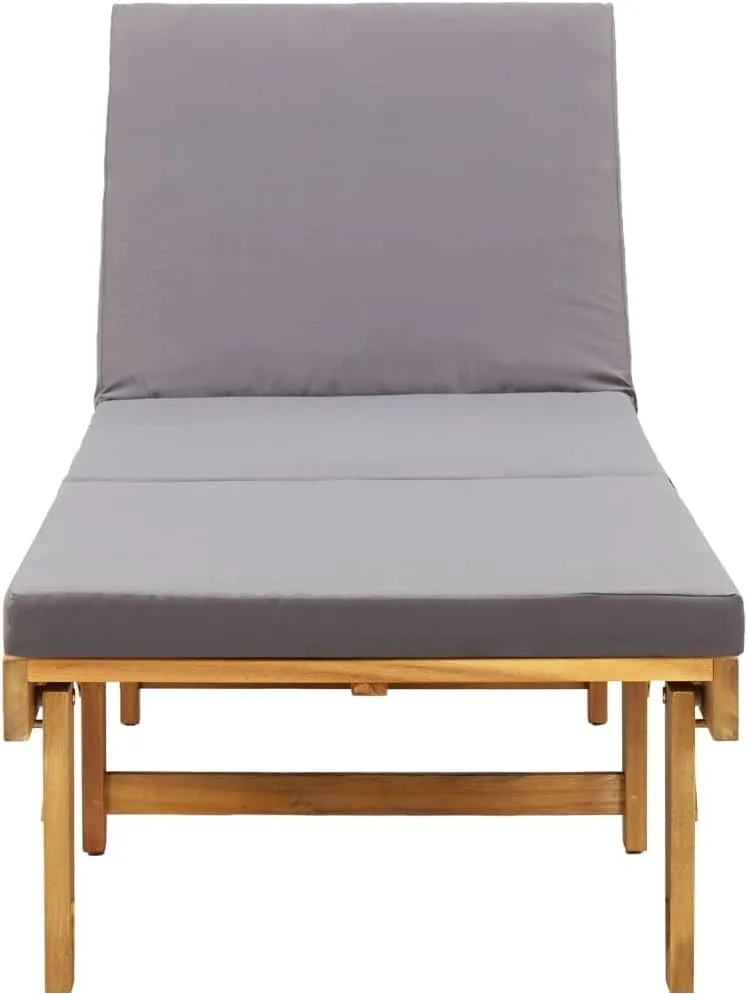 Folding Sun Lounger with Cushion Solid Acacia Woodcamping Chairs Outdoor Lounge Chairs Tanning Chair Recliner chairSuitable for Gardens, courtyards