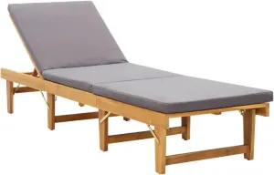 Folding Sun Lounger with Cushion Solid Acacia Woodcamping Chairs Outdoor Lounge Chairs Tanning Chair Recliner chairSuitable for Gardens, courtyards