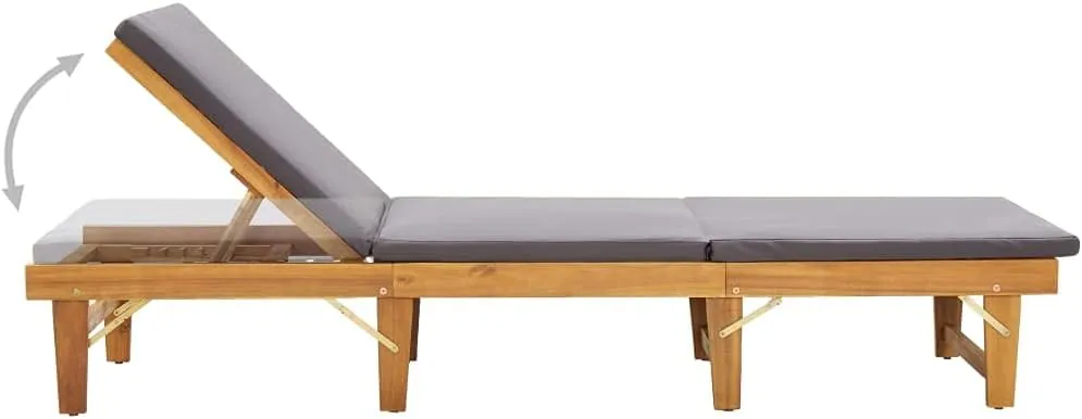Folding Sun Lounger with Cushion Solid Acacia Woodcamping Chairs Outdoor Lounge Chairs Tanning Chair Recliner chairSuitable for Gardens, courtyards