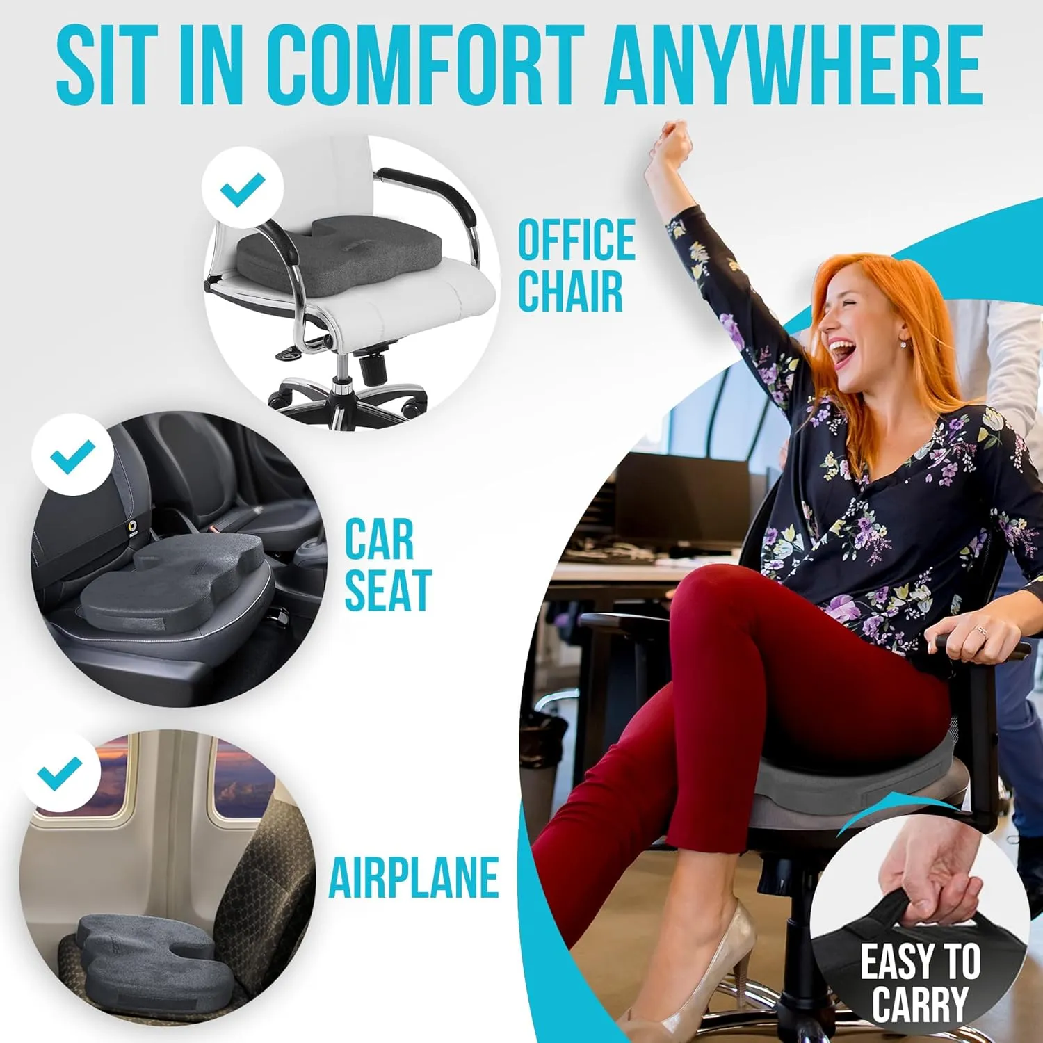 FORTEM Office Chair Cushion and Back Support for Office Chair, Lumbar Support Pillow, Memory Foam, Non Slip Sitting and Back Rest for Gaming, Car Seat Cushion, Chair Pad, XL