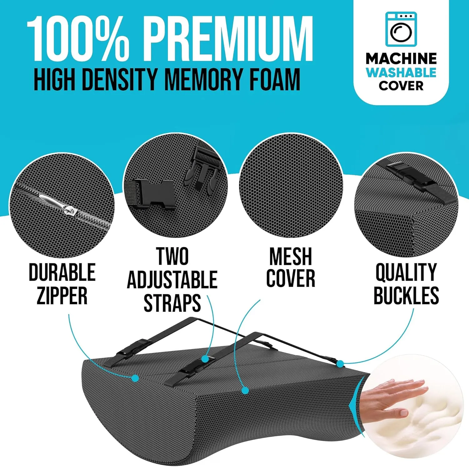 FORTEM Office Chair Cushion and Back Support for Office Chair, Lumbar Support Pillow, Memory Foam, Non Slip Sitting and Back Rest for Gaming, Car Seat Cushion, Chair Pad, XL