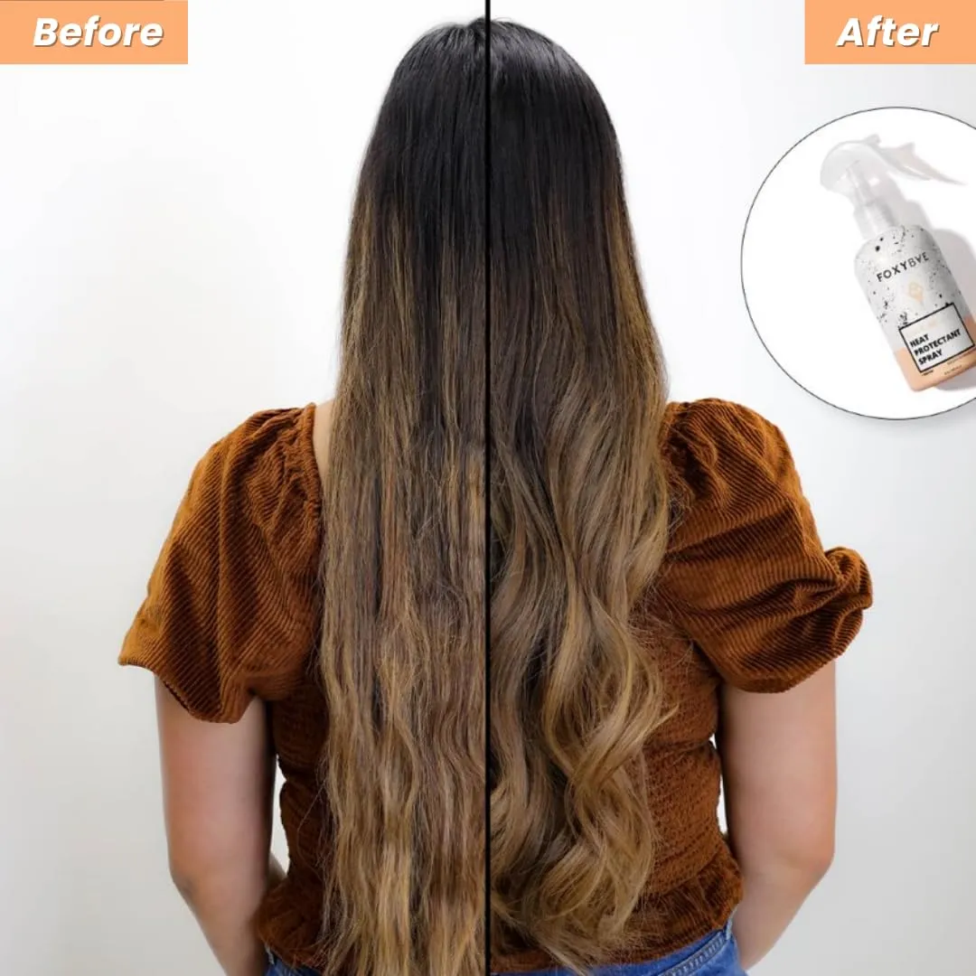 FoxyBae Heat Protectant Spray - Thermal Hair Styling Mist for Curling Iron & Blow Dryer - Prevents Frizz, Damage & Breakage, 8oz