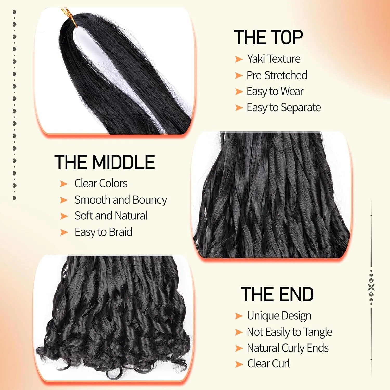 French Curl Braiding Hair 16 Inch 75g/Pack Crochet Hair for Black Women 8 Packs Black Loose Wavy Pre Stretched Braiding Hair Synthetic Hair Extensions (16 Inch,8 Packs,1B)