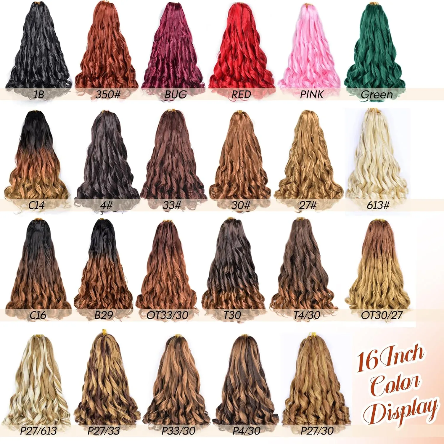 French Curl Braiding Hair 16 Inch 75g/Pack Crochet Hair for Black Women 8 Packs Black Loose Wavy Pre Stretched Braiding Hair Synthetic Hair Extensions (16 Inch,8 Packs,1B)