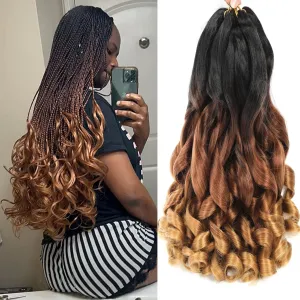 French Curl Pre Stretched 22 Inch Loose Wavy Braiding Hair for Black Women (7 Packs, 1B/30/27)