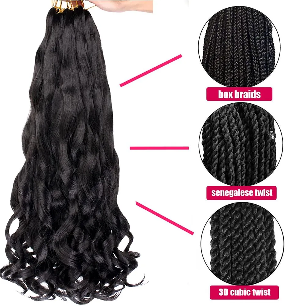 French Curly Braiding Hair 8 Packs 22 Inch Pre Stretched French Curl Braiding Hair for Black Women 75g/pcs Loose Wave Braiding Hair Extensions (22 Inch (Pack of 8), 27/613)