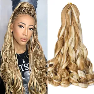 French Curly Braiding Hair 8 Packs 22 Inch Pre Stretched French Curl Braiding Hair for Black Women 75g/pcs Loose Wave Braiding Hair Extensions (22 Inch (Pack of 8), 27/613)