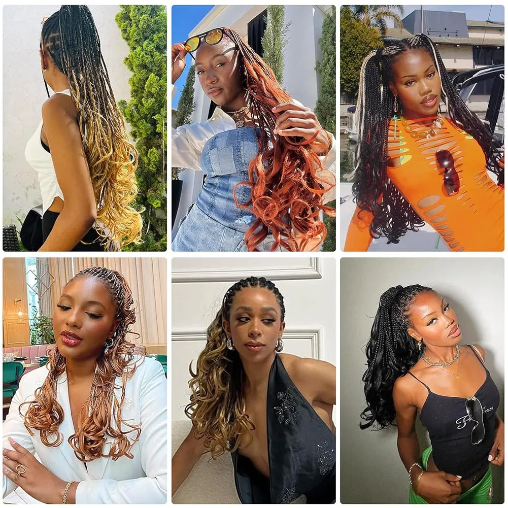 French Curly Braiding Hair 8 Packs 22 Inch Pre Stretched French Curl Braiding Hair for Black Women 75g/pcs Loose Wave Braiding Hair Extensions (22 Inch (Pack of 8), 27/613)