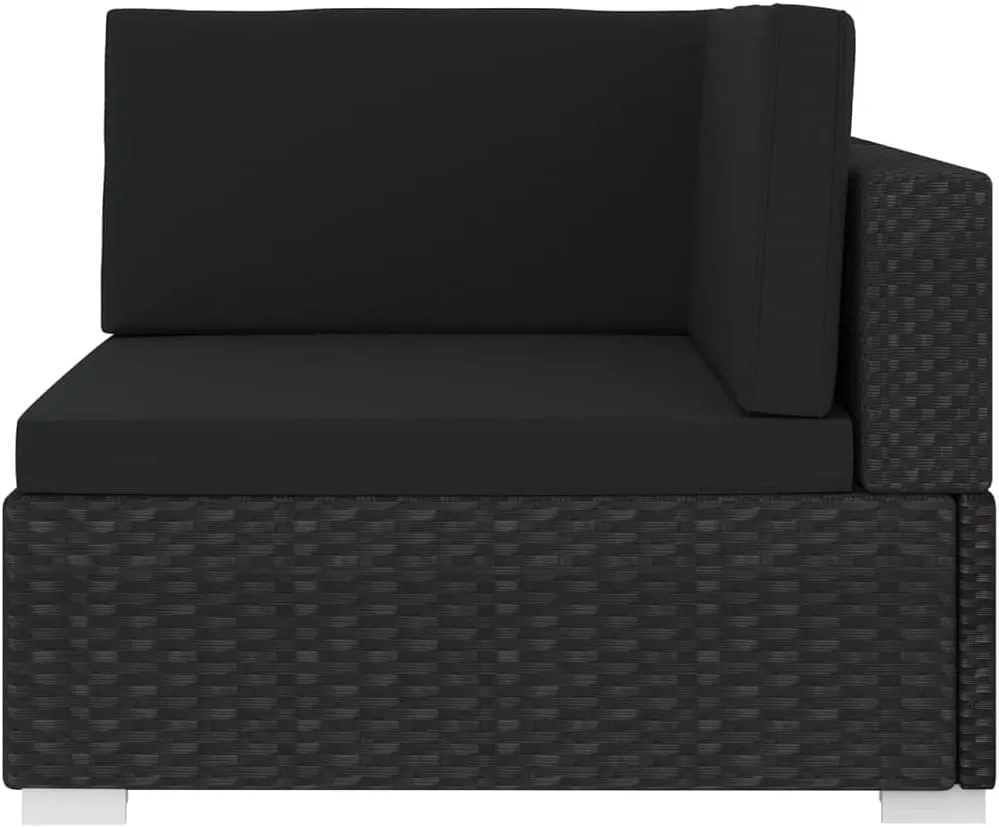 Front Porch Chairs, Outdoor Lounge Chair,Sectional Corner Chair with Cushions, Easy to Clean Suitable for Patio, Deck, Front Porch, Garden Poly Rattan Black