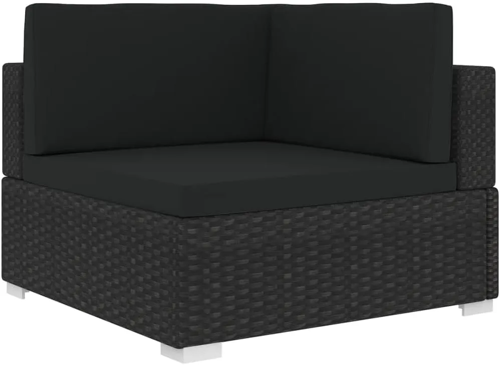 Front Porch Chairs, Outdoor Lounge Chair,Sectional Corner Chair with Cushions, Easy to Clean Suitable for Patio, Deck, Front Porch, Garden Poly Rattan Black
