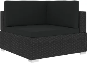 Front Porch Chairs, Outdoor Lounge Chair,Sectional Corner Chair with Cushions, Easy to Clean Suitable for Patio, Deck, Front Porch, Garden Poly Rattan Black