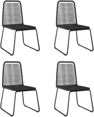 Front Porch Chairs, Pool Chair, Patio Chairs 4 pcs, Easy to Clean Suitable for Patio, Deck, Front Porch, Garden Poly Rattan Black