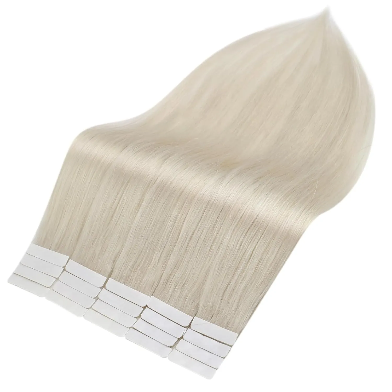 Full Shine Blonde Tape in Hair Extensions 20 Inch Real Human Hair Tape in Extensions Color 1000 Adhesive Glue in Hair Extension 40 Pcs 100 Gram Double Sided Tape ins Human Hair Extensions for Women