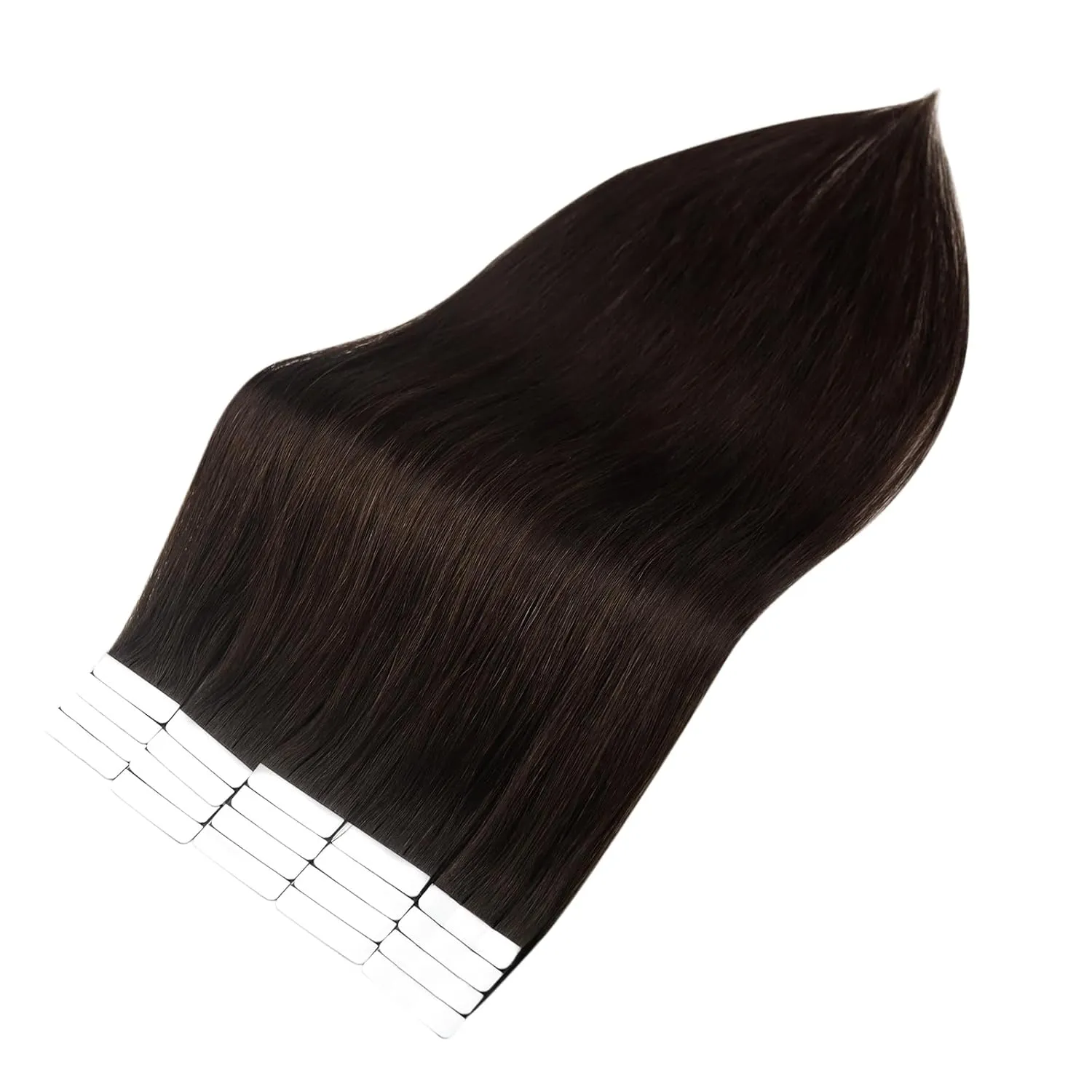 Full Shine Brown Tape in Hair Extensions Real Human Hair 20 Inch Invisible Tape in Hair Extensions Dark Brown Color 2 Skin Weft Hair 40 Pcs 100 Gram Seamless Hair Extension Double Sided Tape