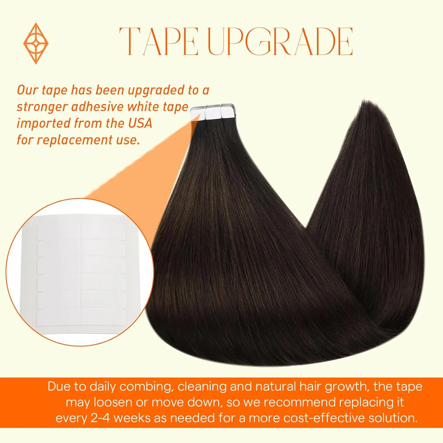 Full Shine Brown Tape in Hair Extensions Real Human Hair 20 Inch Invisible Tape in Hair Extensions Dark Brown Color 2 Skin Weft Hair 40 Pcs 100 Gram Seamless Hair Extension Double Sided Tape