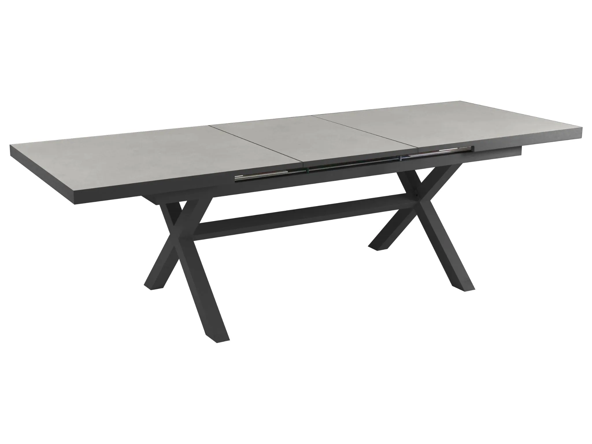 FurnitureOkay Marina-Mosman 11-Piece Ceramic Outdoor Extendable Dining Setting — Charcoal