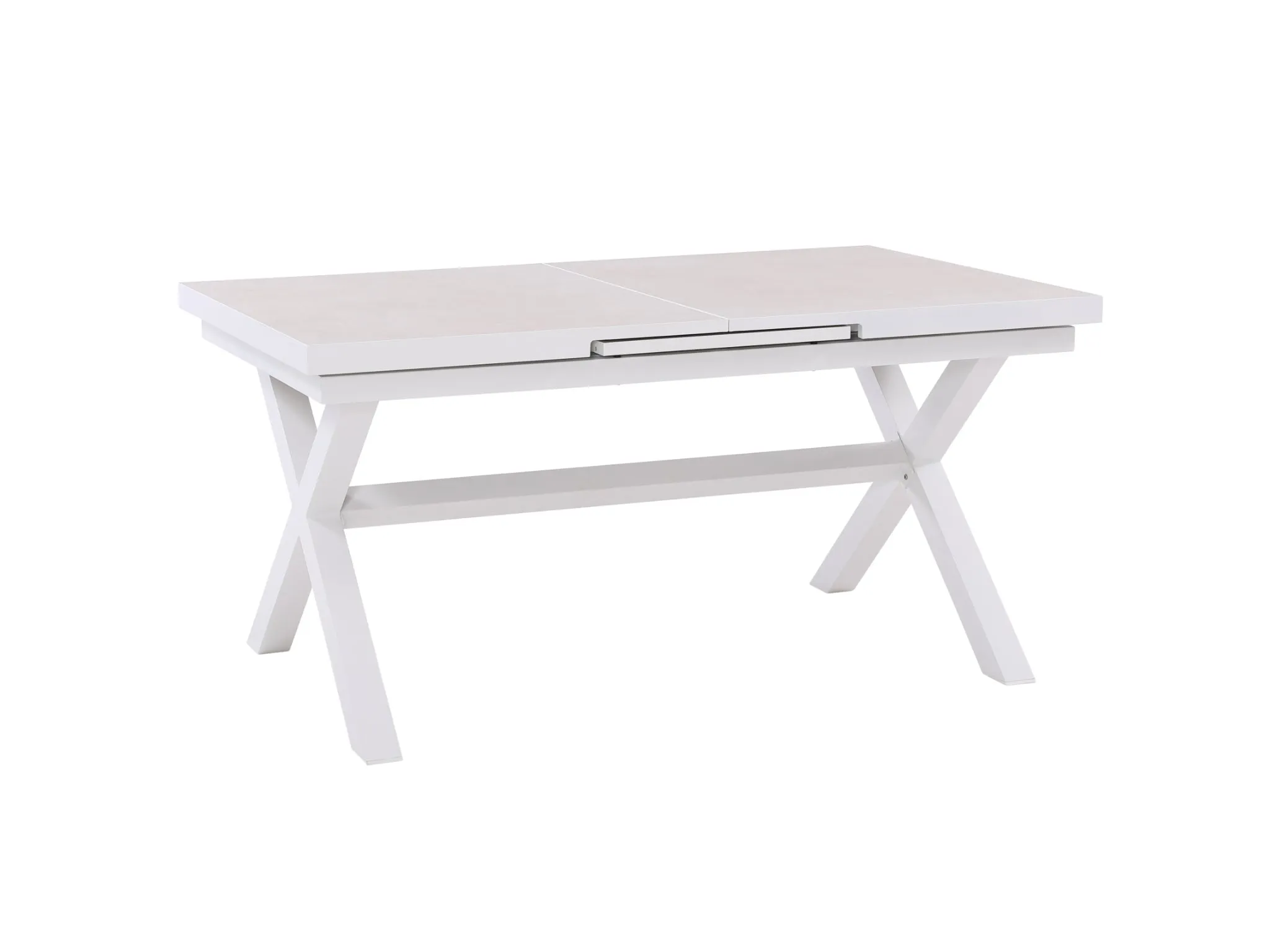 FurnitureOkay Marina-Mosman 9-Piece Ceramic Outdoor Extendable Dining Setting — White