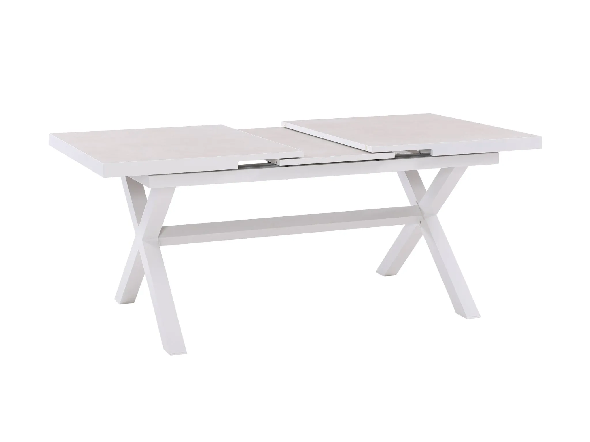 FurnitureOkay Marina-Mosman 9-Piece Ceramic Outdoor Extendable Dining Setting — White
