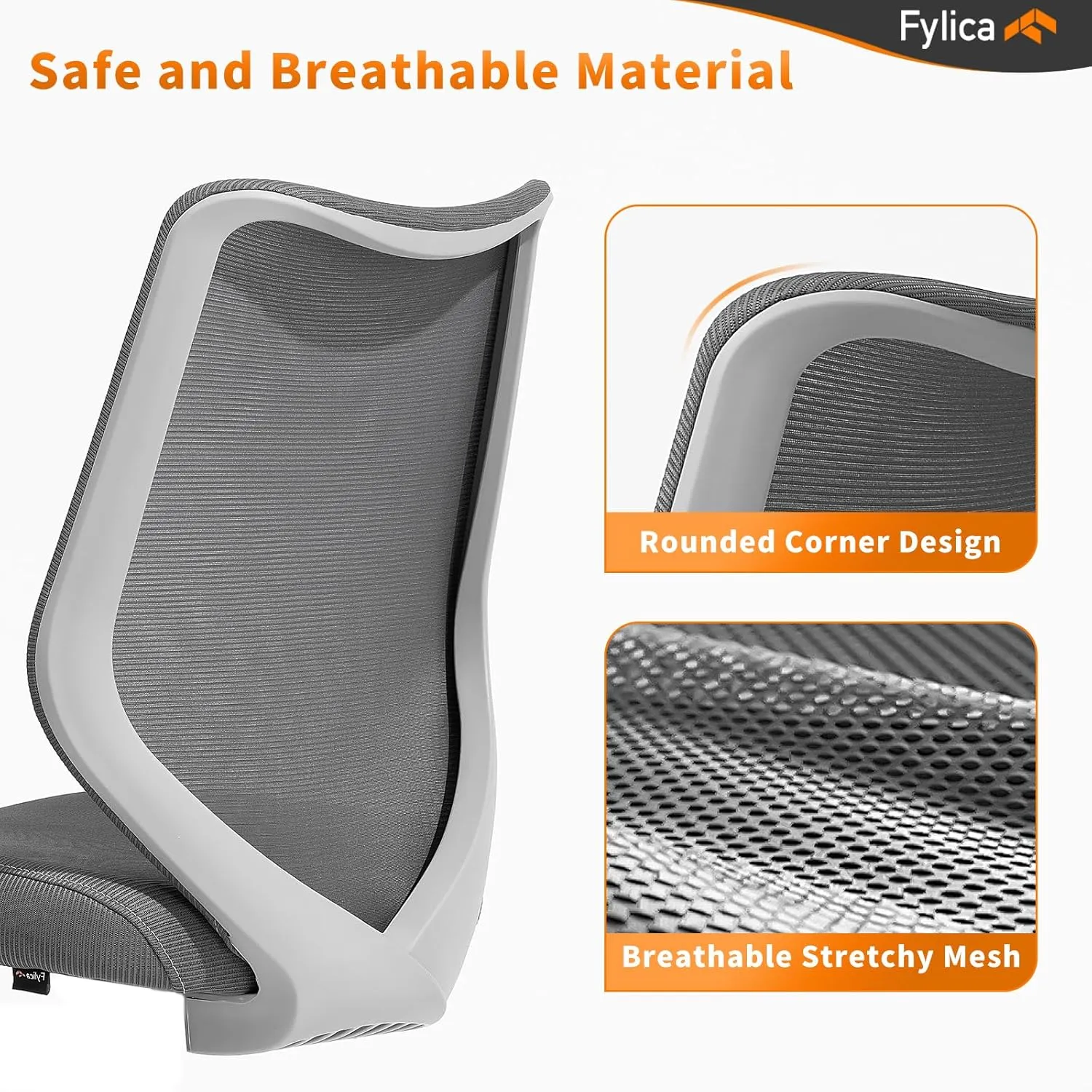 FYLICA Office Chairs No Wheels Conference Room Chair Breathable Mesh Upgraded Cushion and Sled Base, Mid Back Reception Chair No Armrests (2, Black)
