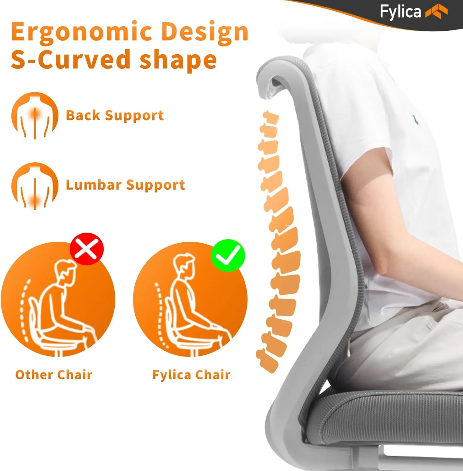 FYLICA Office Chairs No Wheels Conference Room Chair Breathable Mesh Upgraded Cushion and Sled Base, Mid Back Reception Chair No Armrests (2, Black)