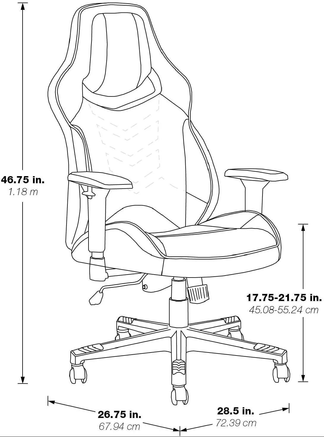 Gaming Chair with Nylon Caster Swivel & Wheel Base