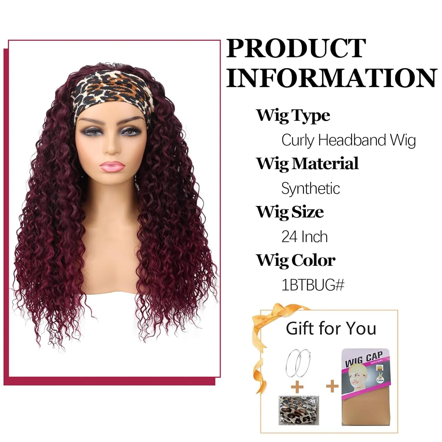 G&T Wig Red Headband Wigs for Black Women Wet and Wavy Headband Wig Ombre Red Curly Synthetic Wigs Dark Roots Glueless Heat Resistant Long Curly Wigs for Daily Wear