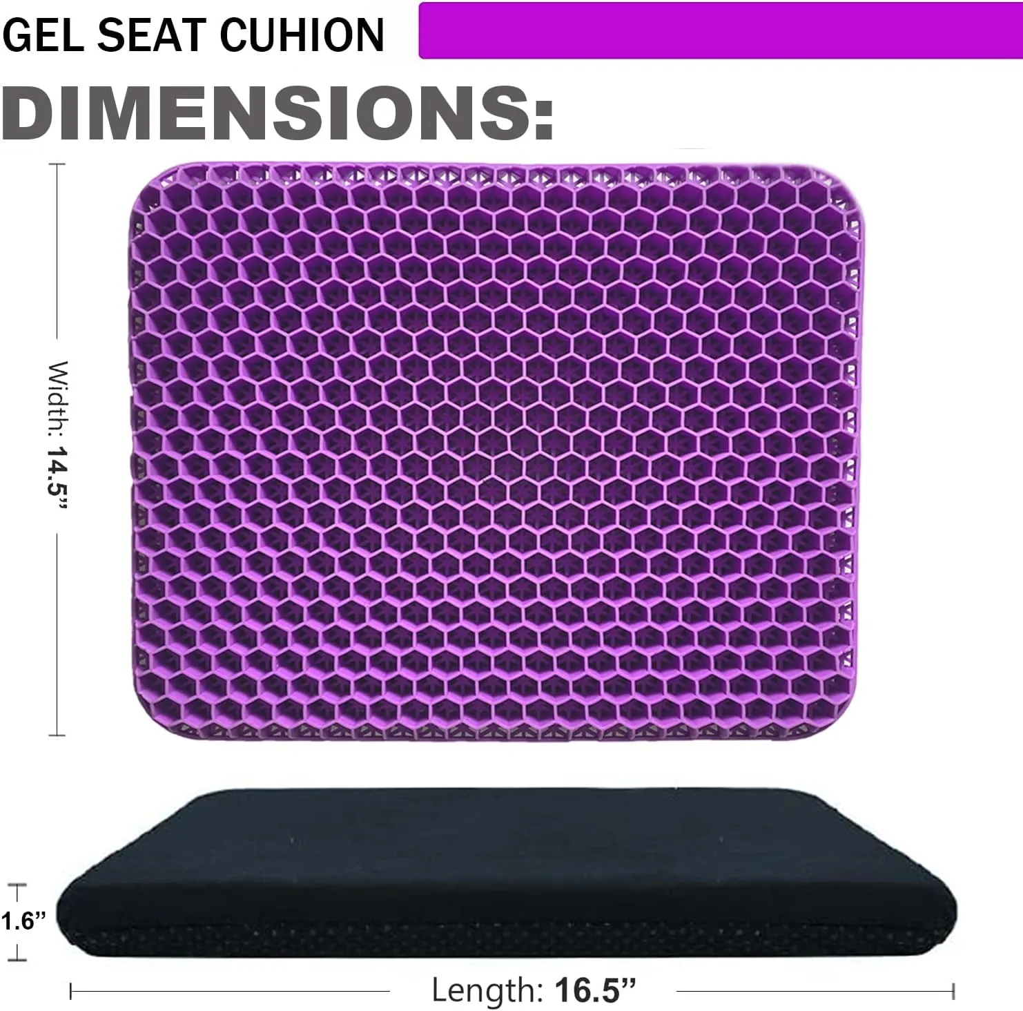 Gel Seat Cushion - Enhanced Double Thick Egg Seat Cushion with Non-Slip Cover - Office Chair Car Seat Cushion - Sciatica & Back Pain Relief - Perfect for Office Chair Car Wheelchair Travel