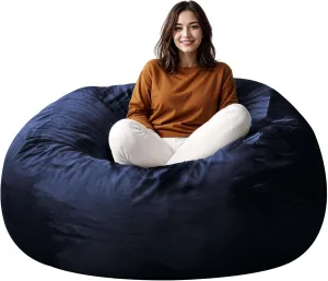 Giant 5ft Bean Bag Chairs for Adults, 5FT Oversized Bean Bag for Teens, Memory Foam Bean Bag with Removable Dutch Velet Cover, Navy