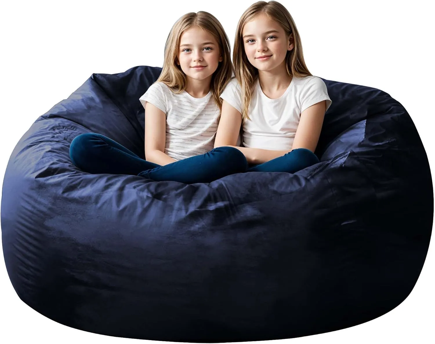 Giant 5ft Bean Bag Chairs for Adults, 5FT Oversized Bean Bag for Teens, Memory Foam Bean Bag with Removable Dutch Velet Cover, Navy