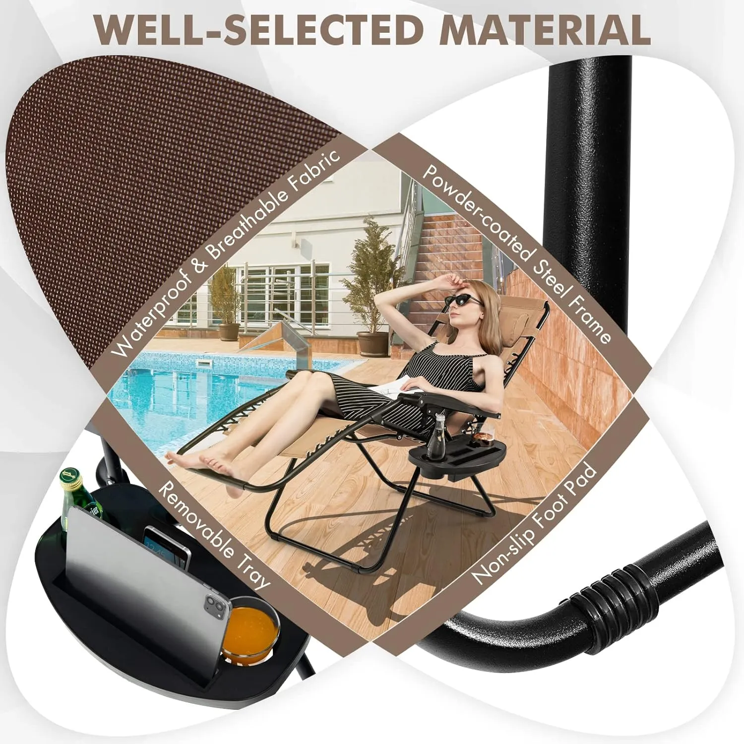 Giantex 2 PCS Zero Gravity Chair, Outdoor Chaise Lounge with Cup Holder, Patio Folding Chairs Recliner for Yard Pool Lawn Balcony
