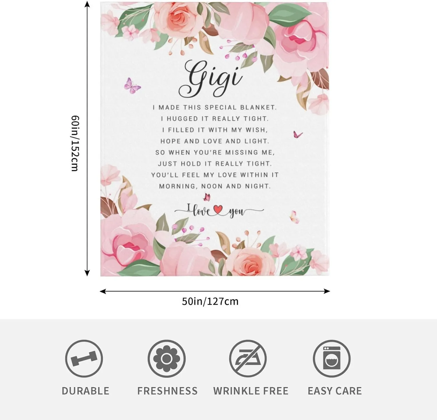 Gigi Gifts for Grandma Throw Blanket 60" X 50" - Gigi Birthday Gifts from Grandchildren - Gift for Gigi from Grandkids for Gigi from Granddaughter Grandson