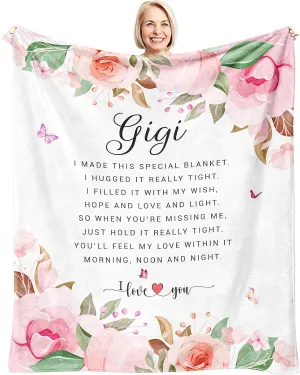 Gigi Gifts for Grandma Throw Blanket 60" X 50" - Gigi Birthday Gifts from Grandchildren - Gift for Gigi from Grandkids for Gigi from Granddaughter Grandson