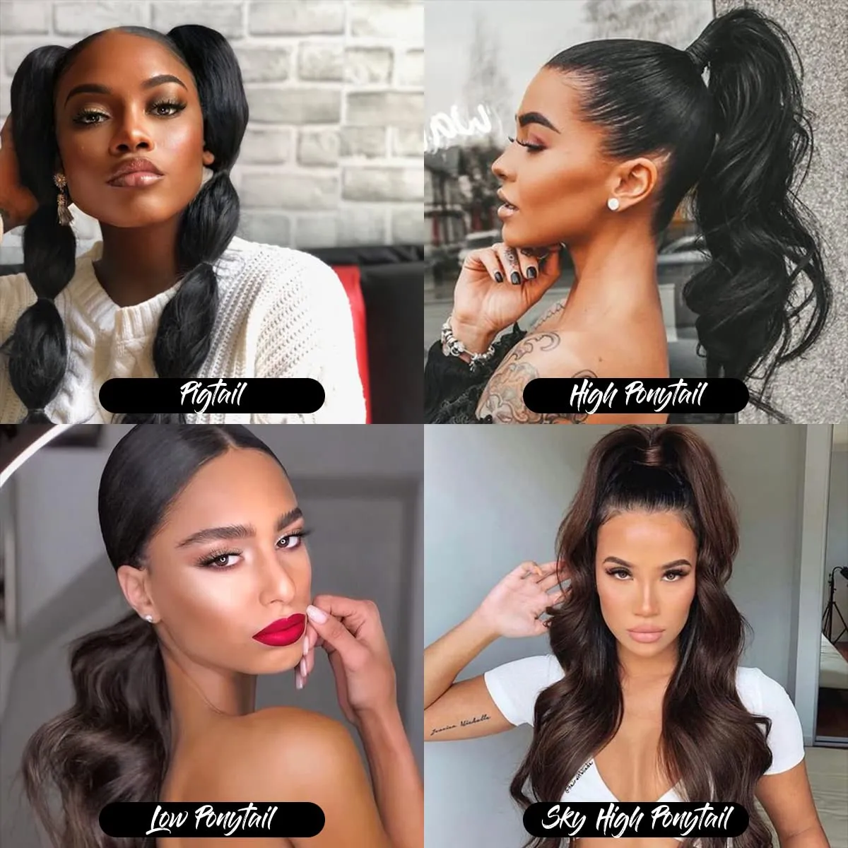 GLAM21USA Straight 28 Inch Long Drawstring Ponytail Extension for Black Women Natural Clip in Hair Extension Fake Ponytail Synthetic Hair Piece (28 Inch, FS1B/30)