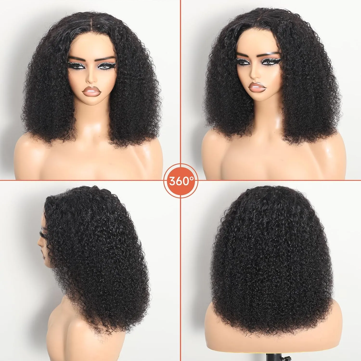 Glueless Wigs Human Hair Pre Plucked Pre Cut 200% Density 13x4 HD Lace Front Wigs Human Hair Curly Wet and Wavy Wig Lace Frontal Human Hair Wigs for Women Natural Black 18 Inch