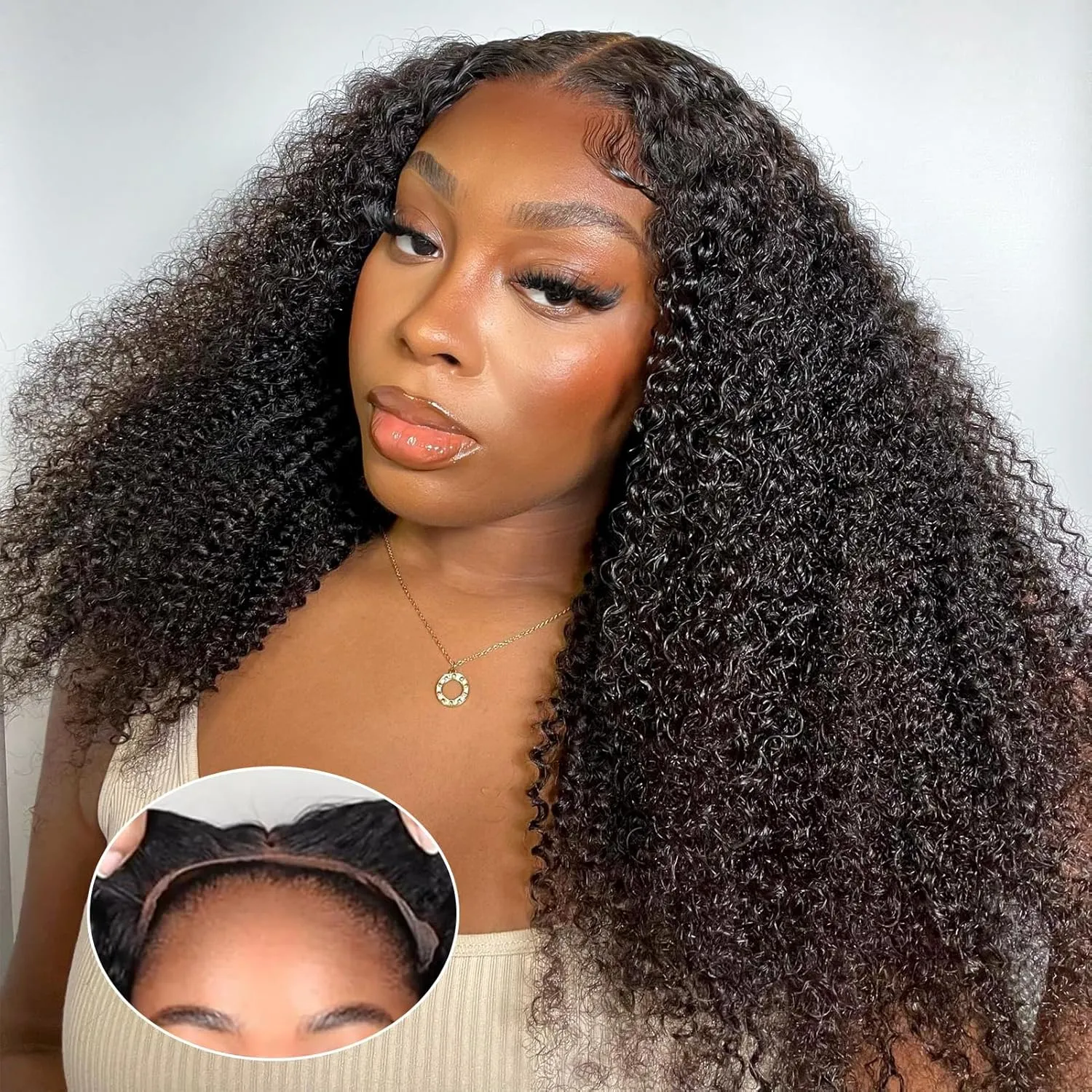 Glueless Wigs Human Hair Pre Plucked Pre Cut 200% Density 13x4 HD Lace Front Wigs Human Hair Curly Wet and Wavy Wig Lace Frontal Human Hair Wigs for Women Natural Black 18 Inch